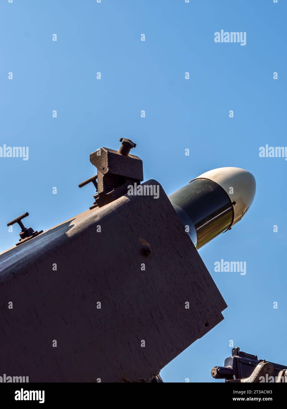 A missile launcher on a small tank, armoured vehicle Stock Photo
