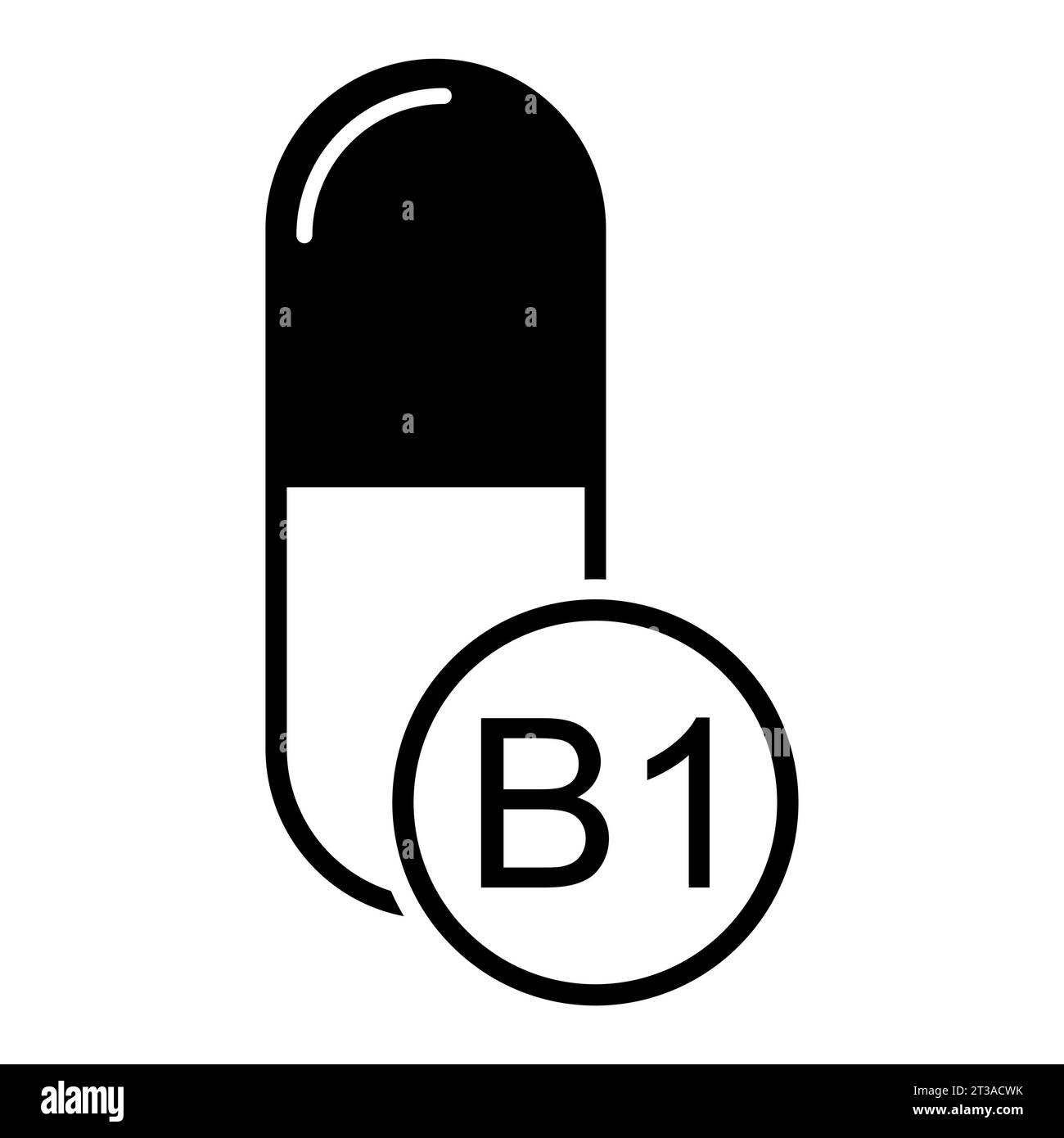 Vitamin B1 icon, healthy medicine pill supplement symbol, complex