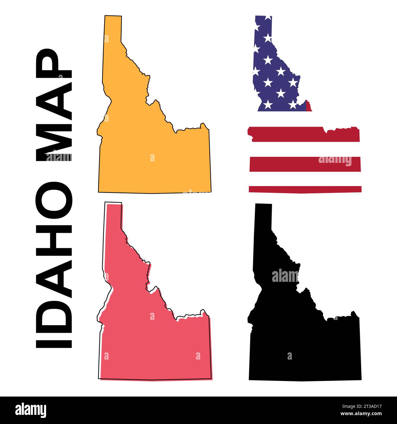Set of Idaho map, united states of america. Flat concept icon vector illustration . Stock Vector