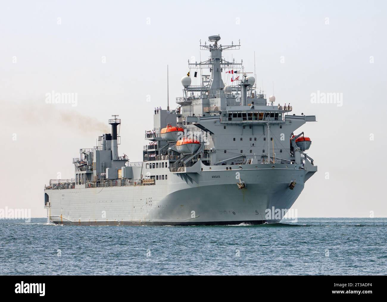 RFA Argus (A135) is the UK's Primary Casualty Receiving Ship and is operated by the Royal Fleet Auxiliary (RFA). Stock Photo