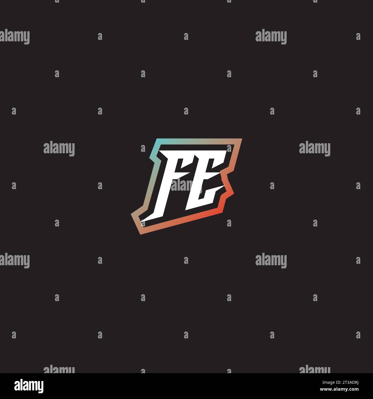 FE letter combination cool logo esport initial and cool color gradattion ideas Stock Vector