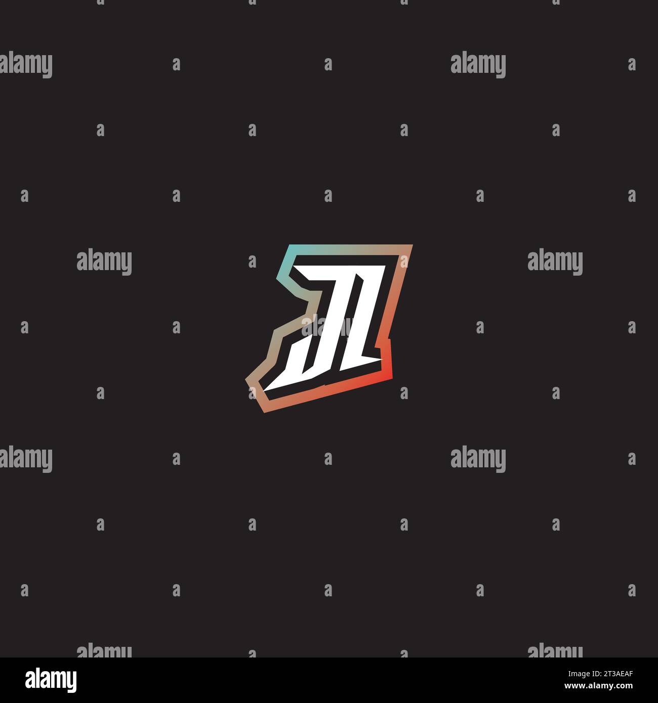 JI letter combination cool logo esport initial and cool color gradattion ideas Stock Vector