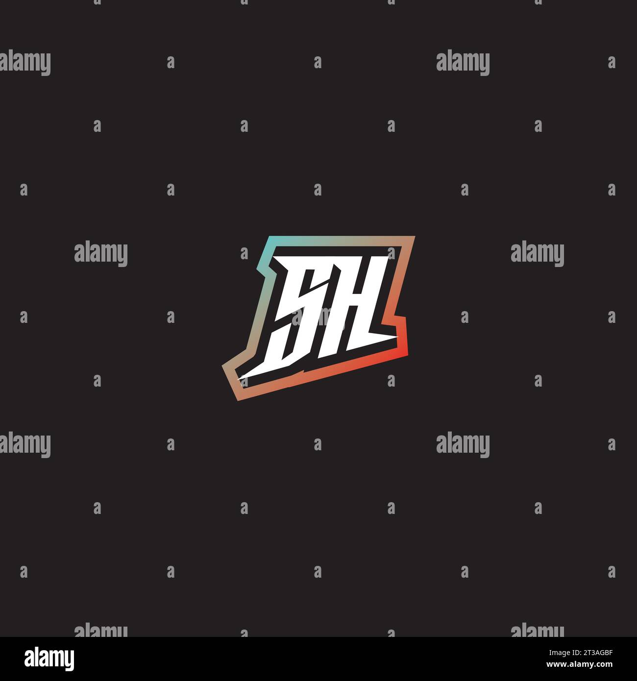 SH letter combination cool logo esport initial and cool color gradattion ideas Stock Vector