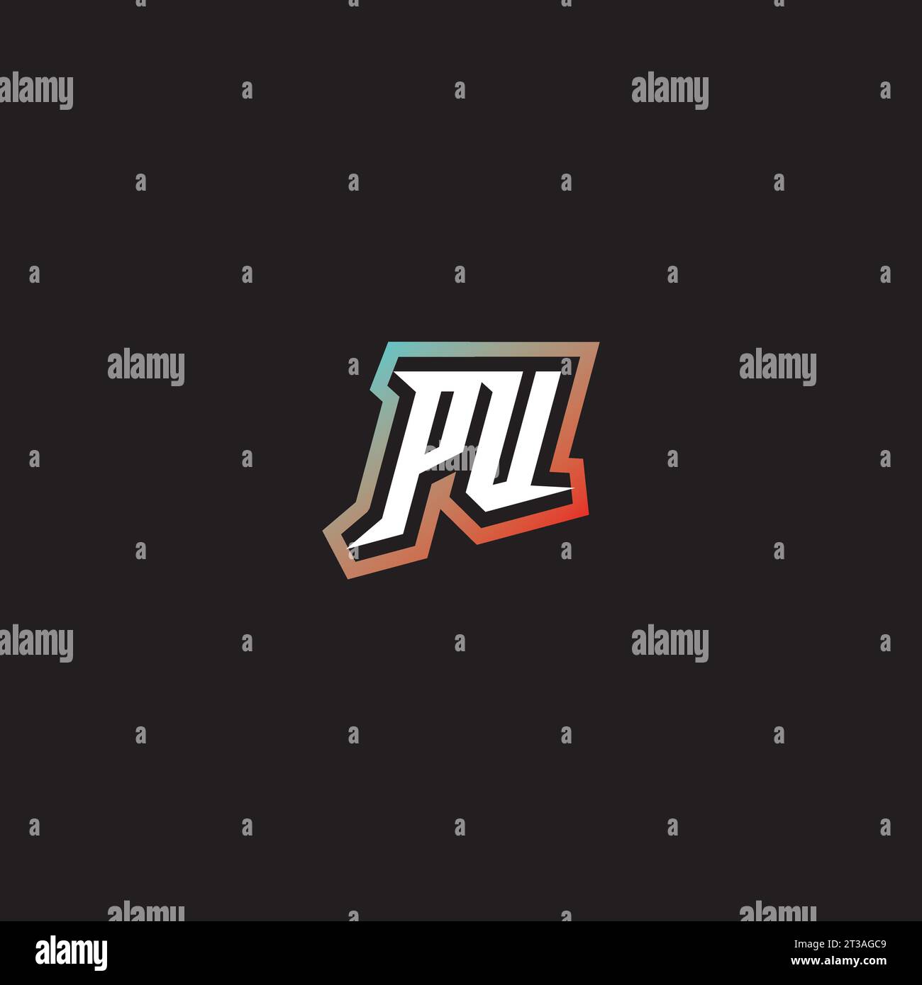 PU letter combination cool logo esport initial and cool color gradattion ideas Stock Vector