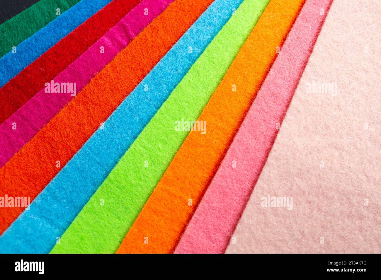 Multicolored felt fabric fan, close up  texture Stock Photo