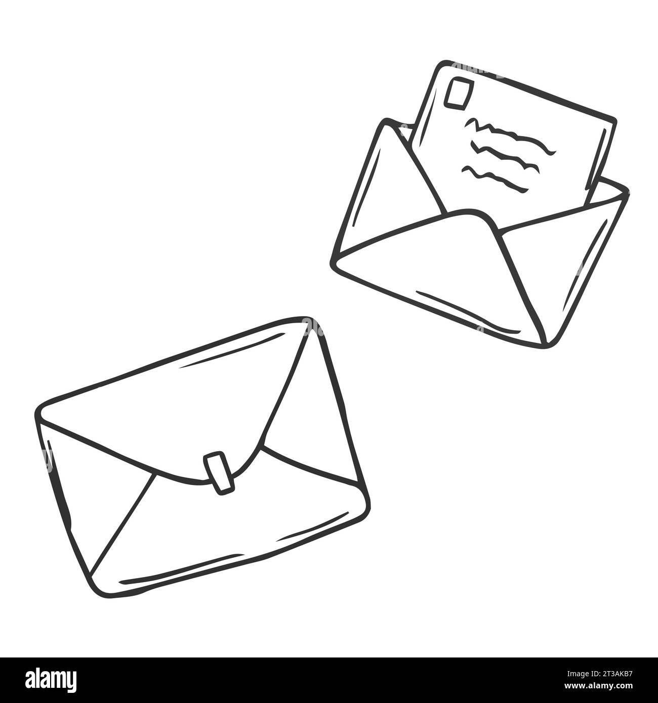 Mail envelope in doodle. Message symbol in sketch. Email sign. Hand