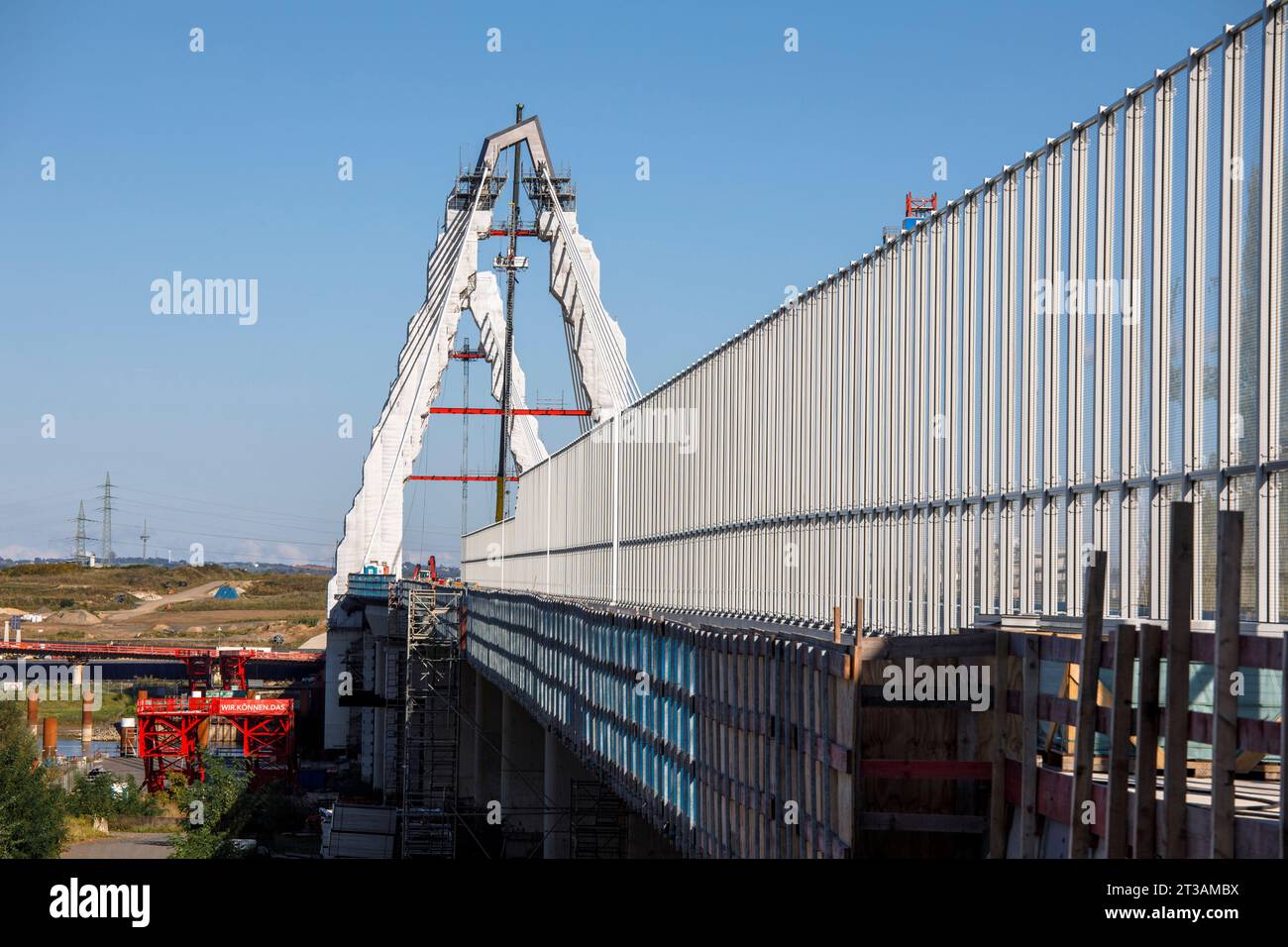 construction site of the new river Rhine bridge of the Autobahn A1 between Cologne and Leverkusen, Cologne, Germany. 17.10.2023 Baustelle der neuen Rh Stock Photo