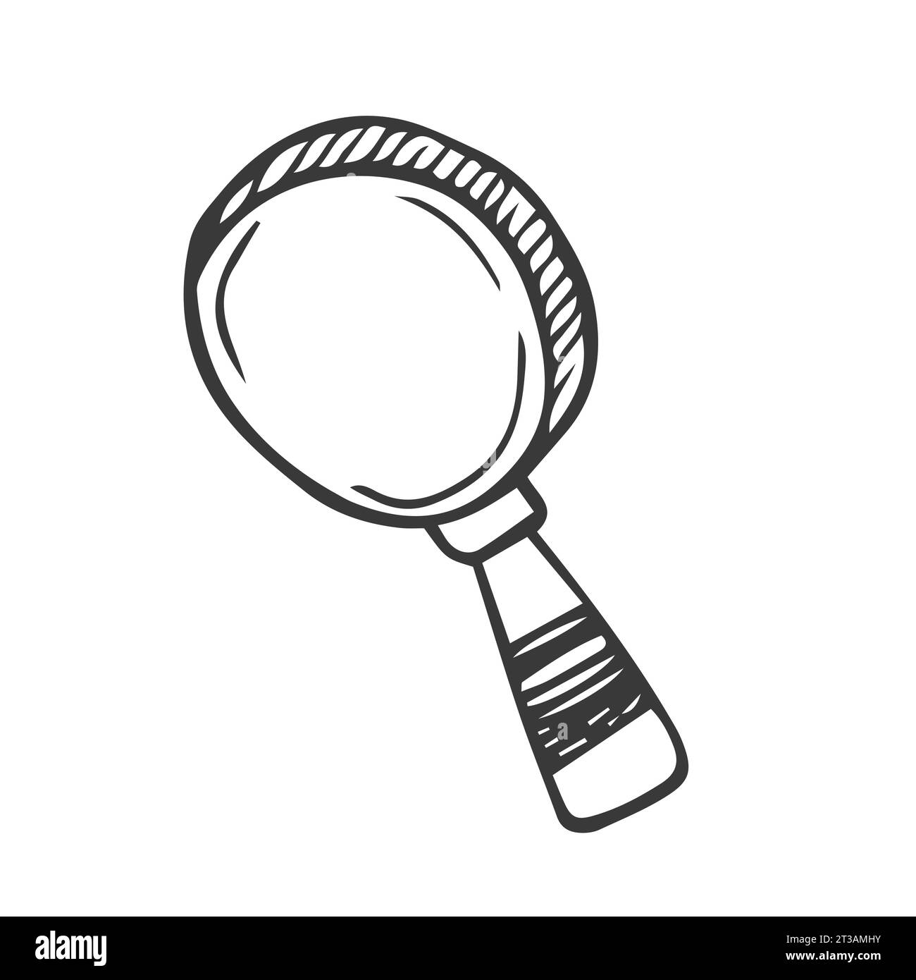 Magnifying glass vector sketch Black and White Stock Photos & Images ...