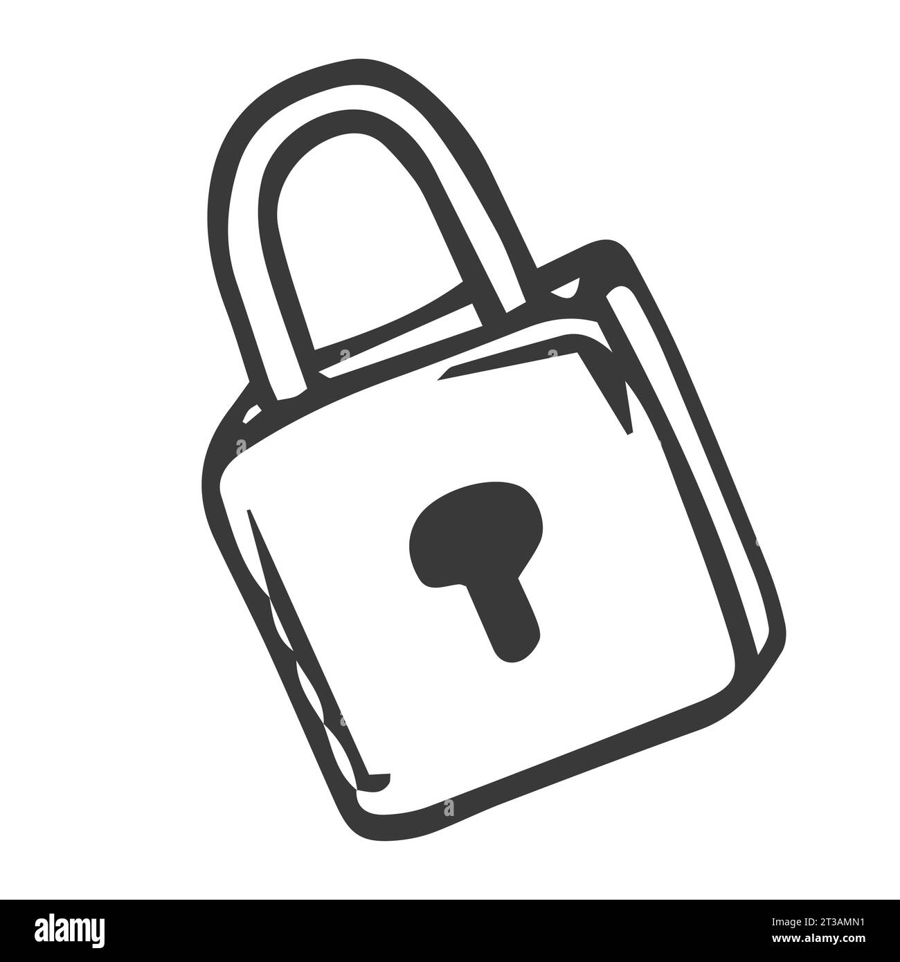 Padlock icon in doodle sketch lines. Safety, protection Stock Vector