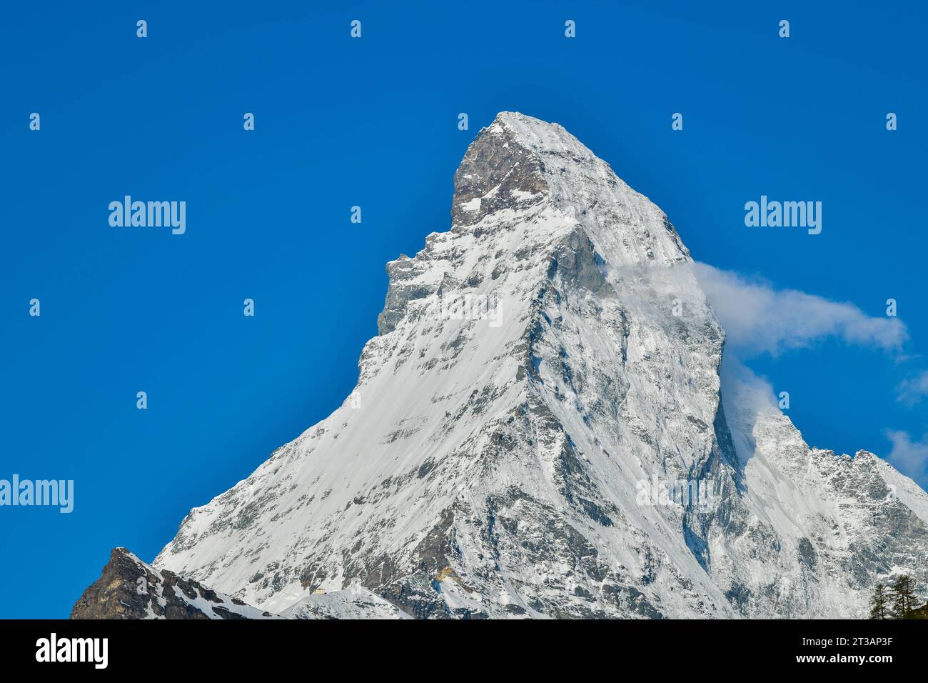 View of Swiss alp with Matterhorn peak in sunny day Zermatt Switzerland Stock Photo