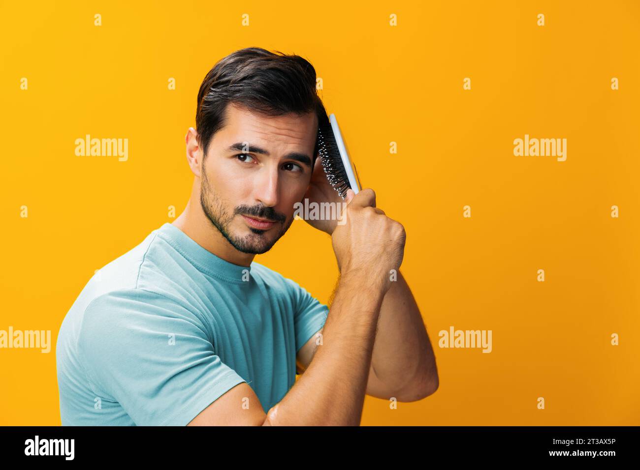 Man background portrait hairstyle barber hair comb studio handsome hair