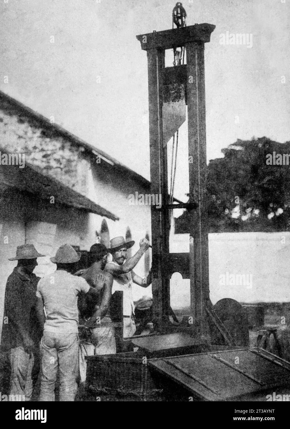 Photography , A capital punishment in the courtyard of the Cayenne penitentiary in 1903 Stock Photo