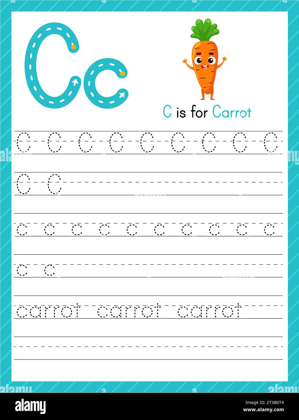 Trace letter C uppercase and lowercase. Alphabet tracing practice ...