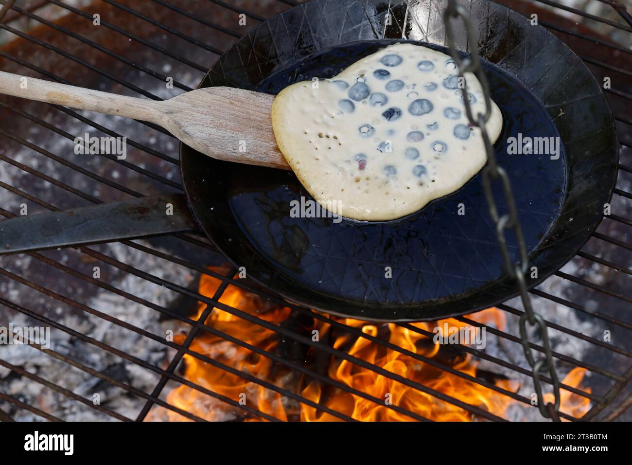 Blaubeer-Pancakes, Pancake, Pancakes, Pfannkuchen, Blaubeeren-Pfannkuchen, Pfannekuchen, Blaubeere, Heidelbeere, Blaubeeren, Heidelbeeren, Blau-Beere, Stock Photo