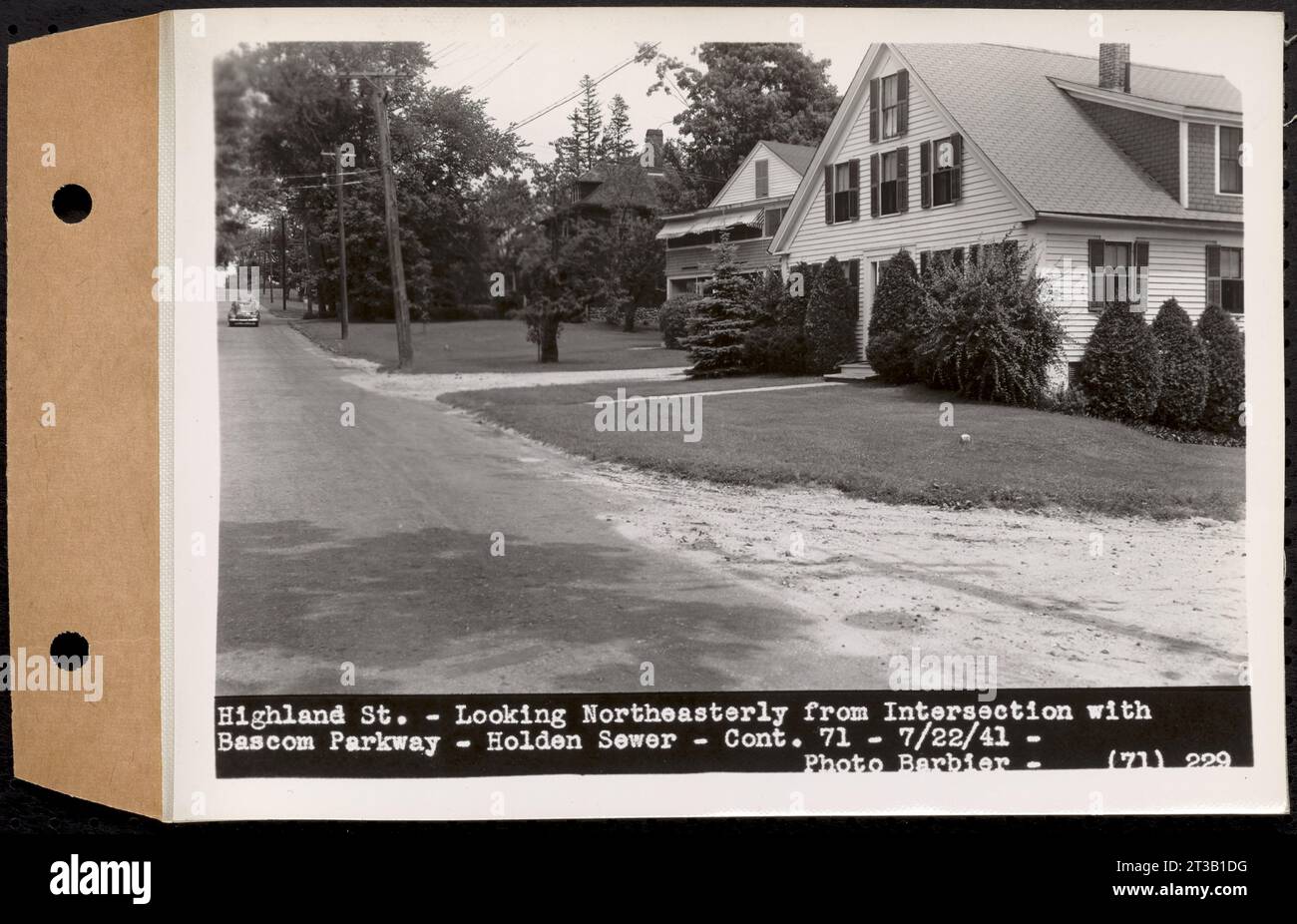 Contract No. 71, WPA Sewer Construction, Holden, Highland Street, looking northeasterly from intersection with Bascom Parkway, Holden Sewer, Holden, Mass., Jul. 22, 1941 Stock Photo