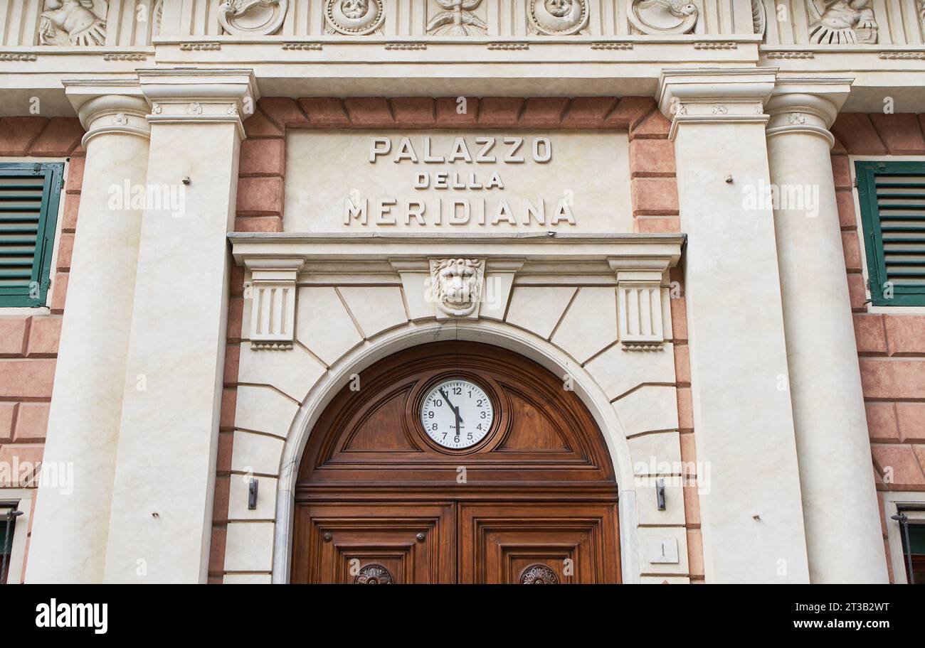 Main entrance to Palazzo Della Meridiana (Palazzo Gerolamo Grimaldi) in Genoa. UNESCO World Heritage site. GENOVA - 1 MAY,2019 Stock Photo