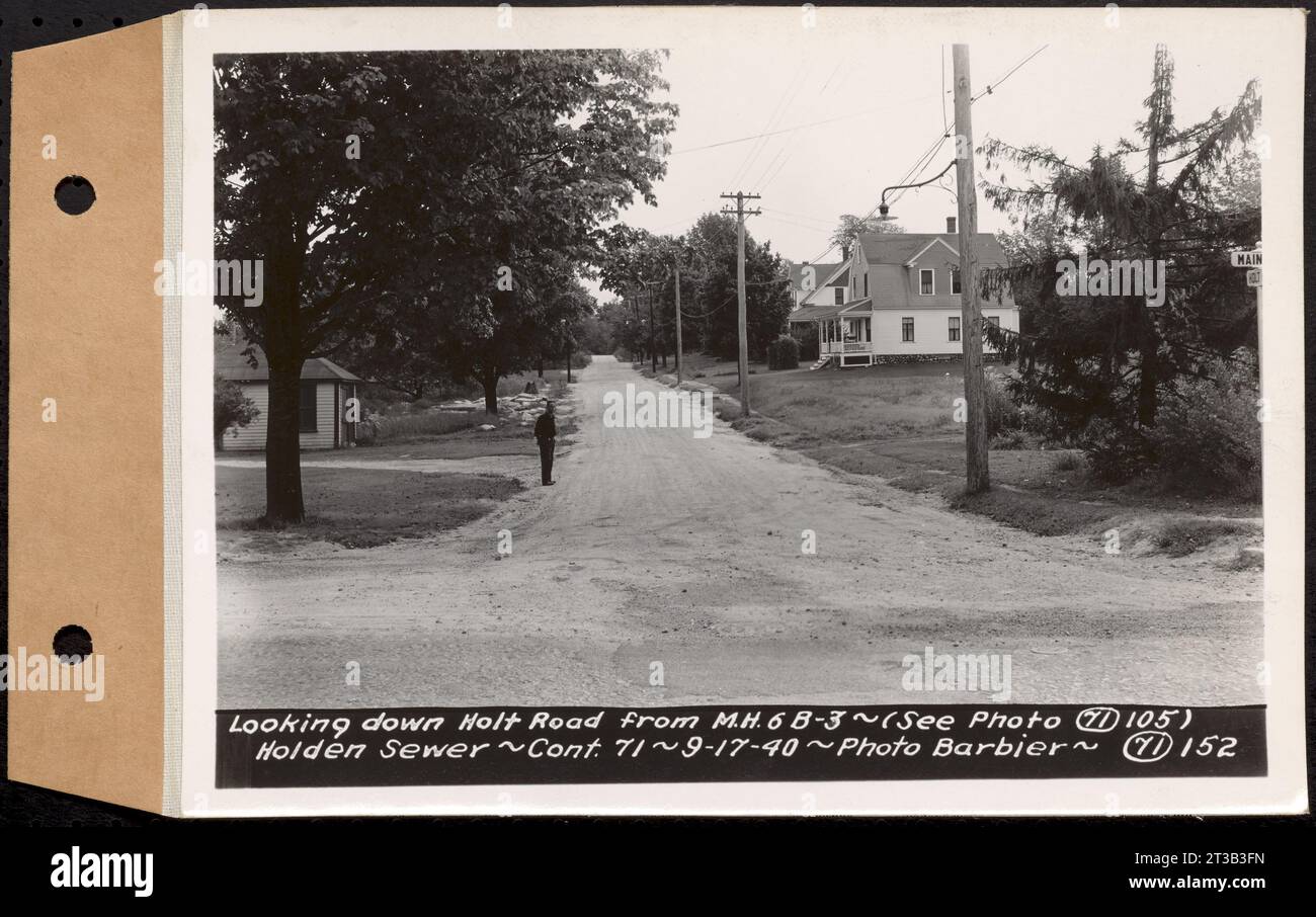 Contract No. 71, WPA Sewer Construction, Holden, looking down Holt Road