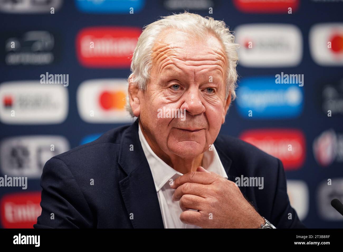 World Rugby Chairman Sir Bill Beaumont during a World Rugby briefing at Stade Roland Garros, Paris. Picture date: Tuesday October 24, 2023. Stock Photo