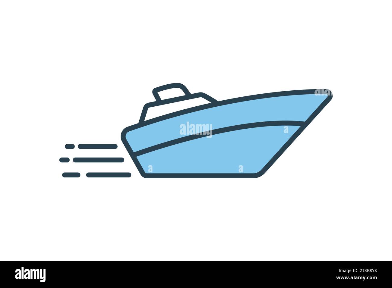 Speedboat line icon logo design marine, ship, vessel, side view