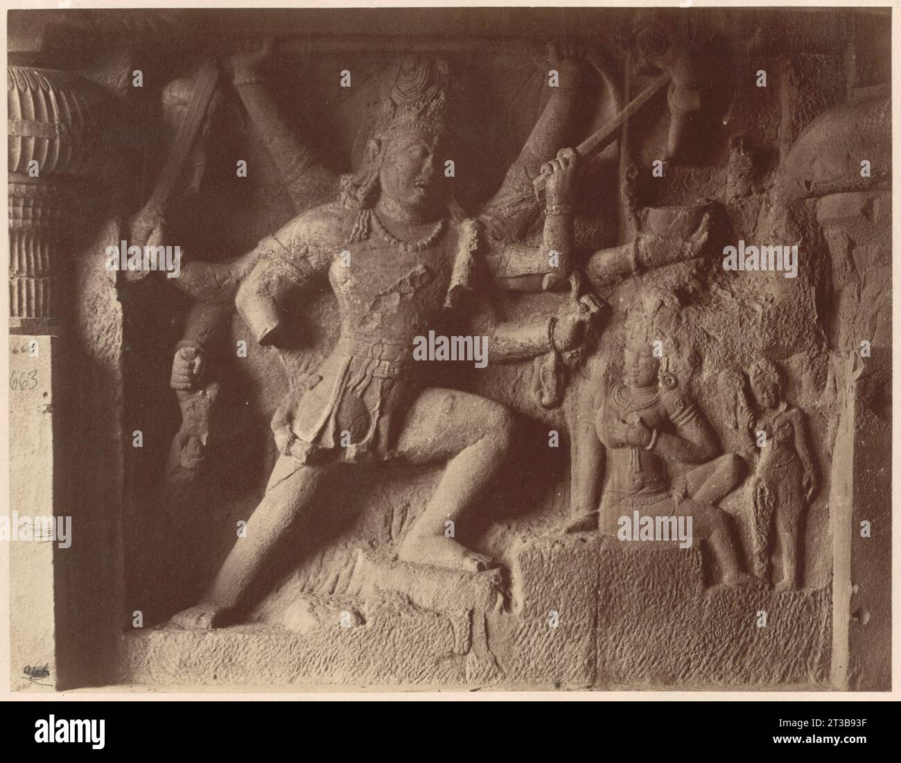 Sculptured panel of Shiva spearing Andhaka in Hindu Cave XXIX (Dumar ...
