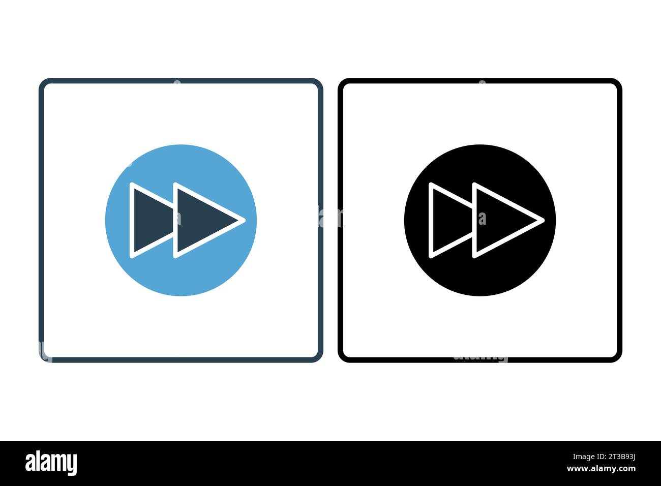 Fast forward icon. arrow direction. icon related to speed. suitable for web site, app, user interfaces, printable etc. Solid icon style. Simple vector Stock Vector