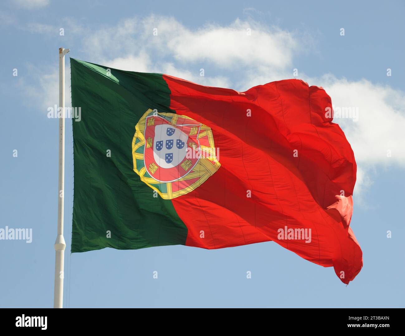 The Portugese Flag Flying in Lisbon Stock Photo
