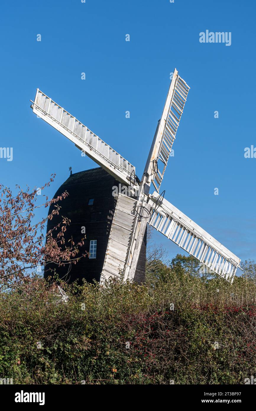 Outwood Windmill, a historic post mill built in 1665 and a grade I listed building, Surrey, England, UK Stock Photo