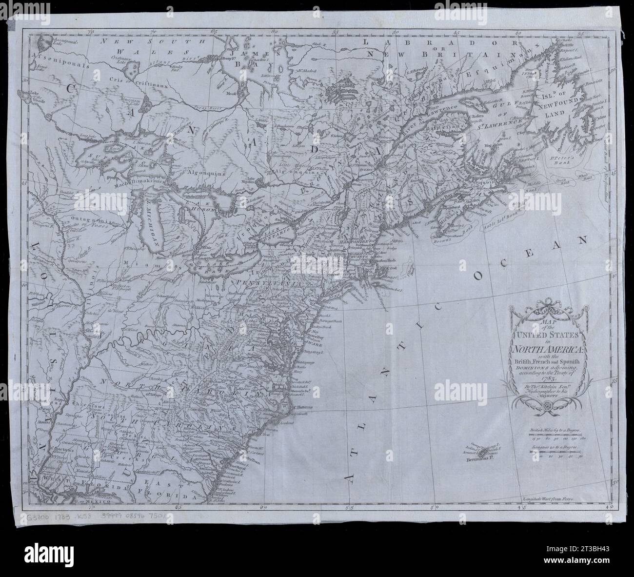 Map of the United States in North - Map Of The United States In North America With The British French And Spanish Dominions Adjoining According To The Treaty Of 1783 2T3BH43