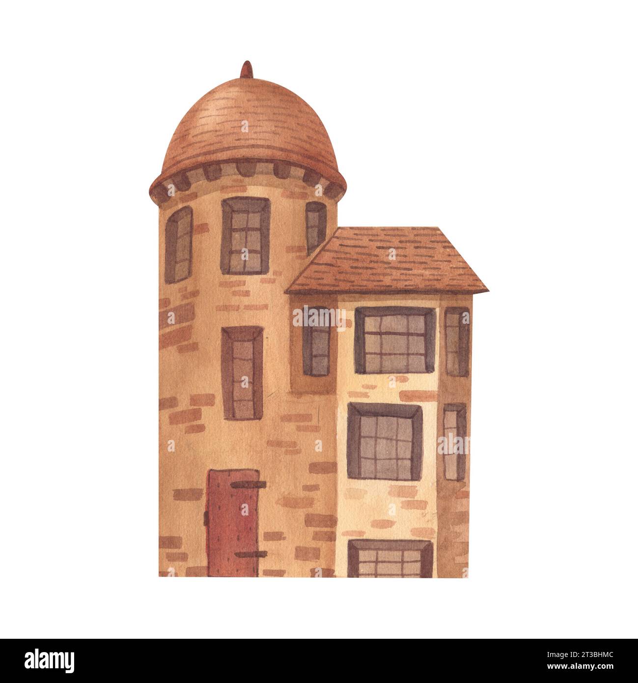 House home cottage cosy building estate painted by watercolor isolated ...
