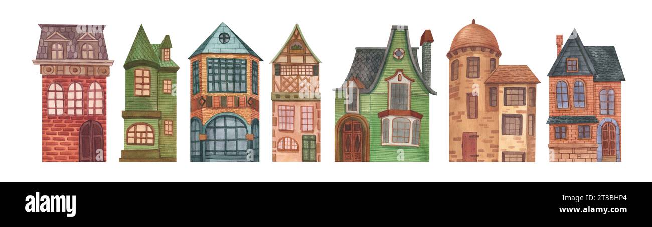 House home cottage cosy building estate painted by watercolor isolated ...