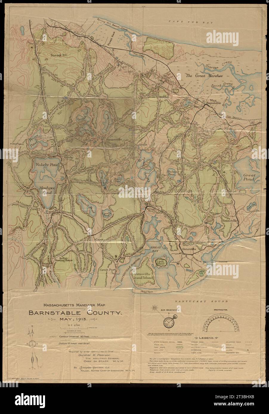 Massachusetts maneuver map : Barnstable County Stock Photo - Alamy