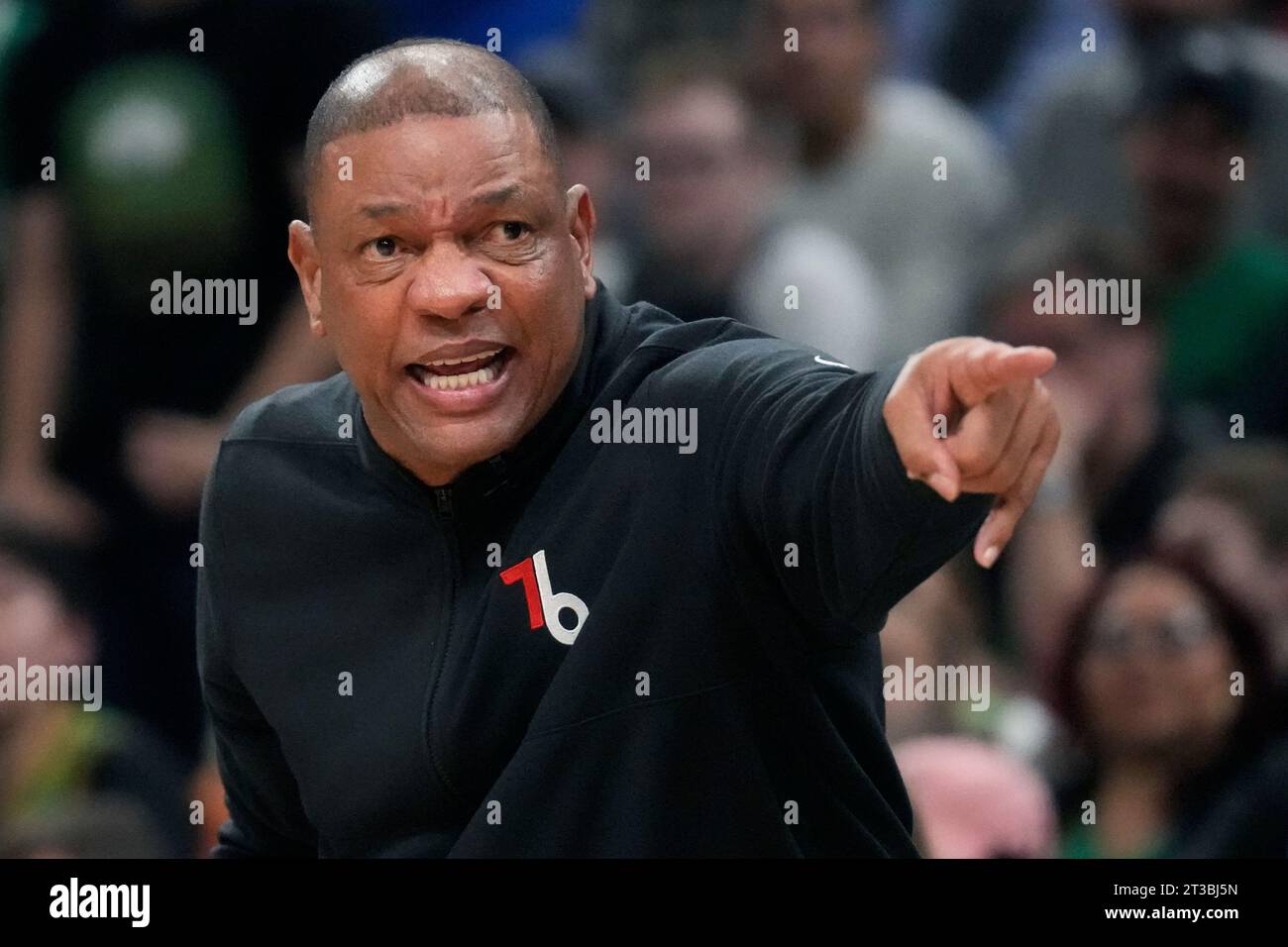 Philadelphia 76ers coach Doc Rivers calls to players during the first ...
