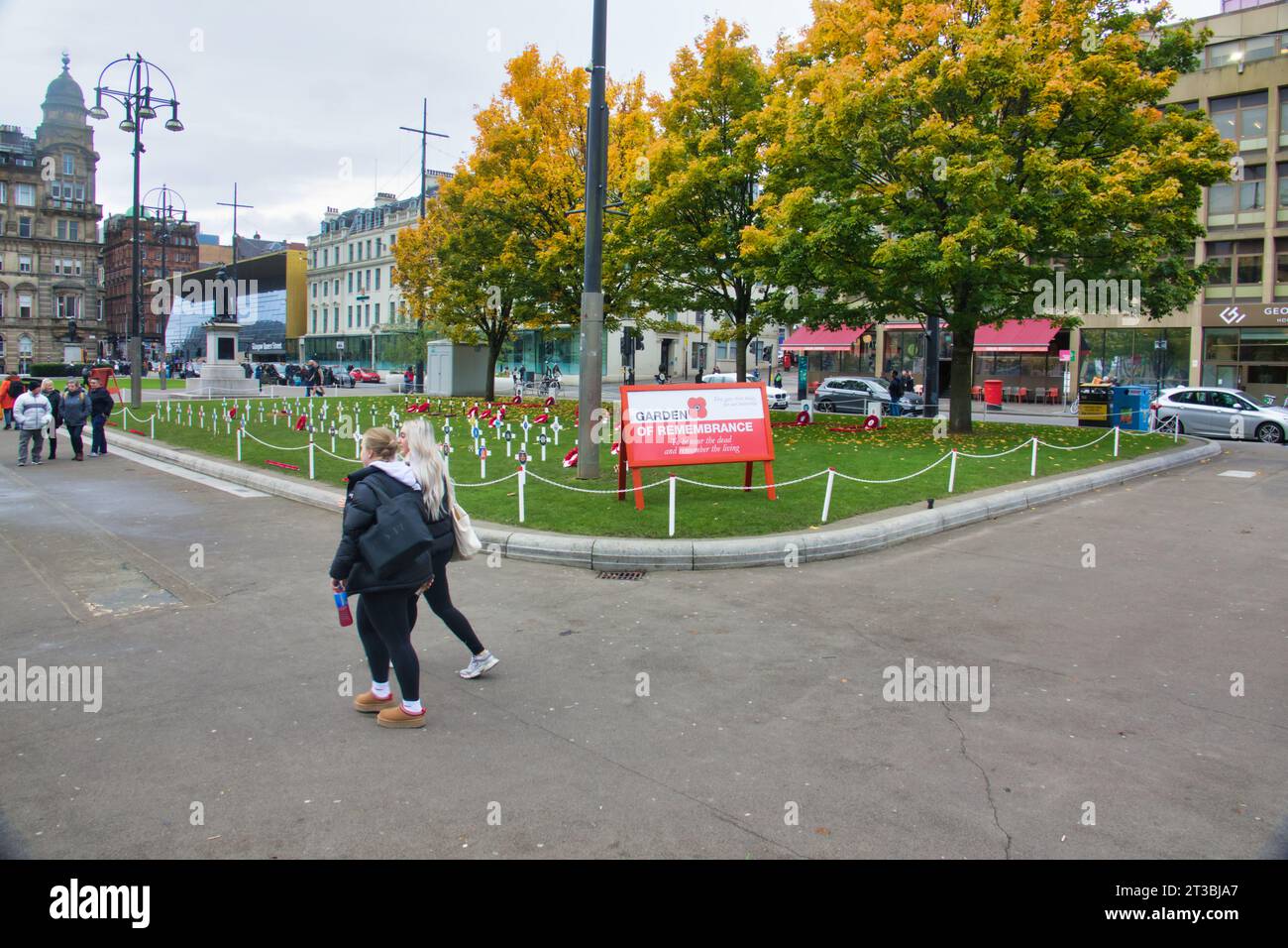 Glasgow, Scotland, UK. 24th October, 2023. Garden of remembrance in george square ahead of remembrance Sunday. Credit Gerard Ferry/Alamy Live News Stock Photo