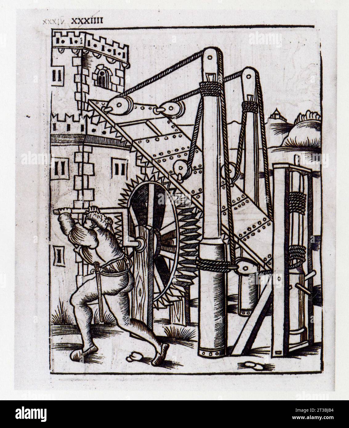 Vegece. De re militari. Erfurt 1512-1513.Pont-levis reconstitué par Valturio Stock Photo