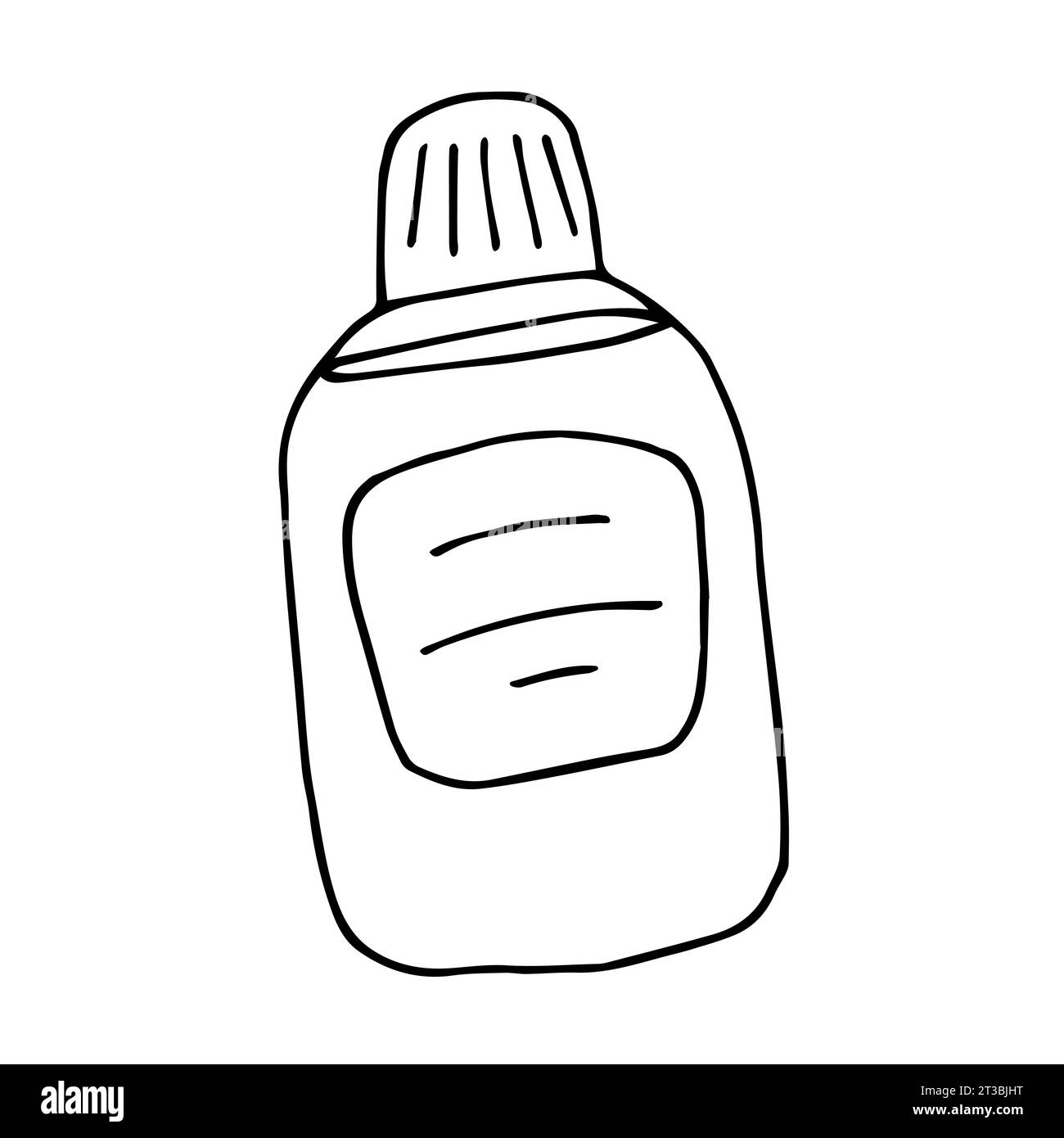 Oral rinse in doodle style. Mouthwash vector illustration isolated on white background Stock Vector