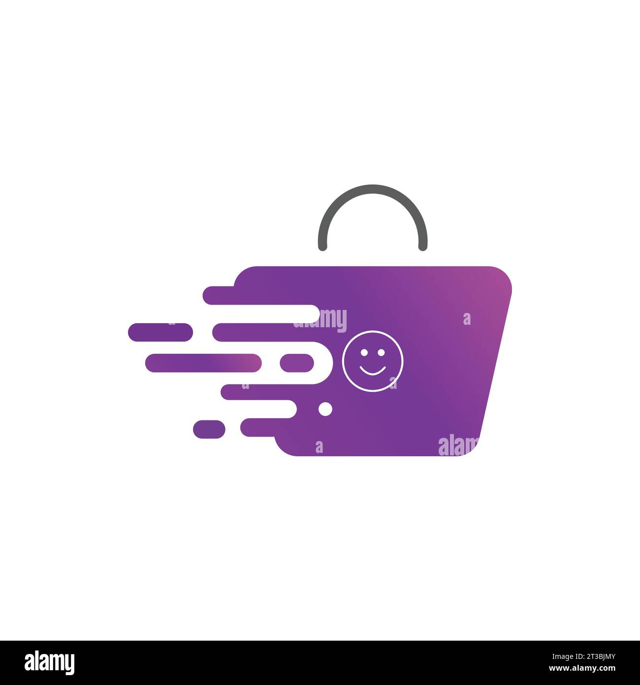 Online store shopping bag logo, Fastest delivery with smiley face icon