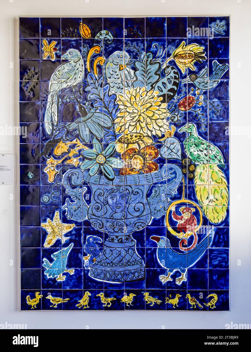 Modern Portugese glazed ceramic tiles on display in the National Museum