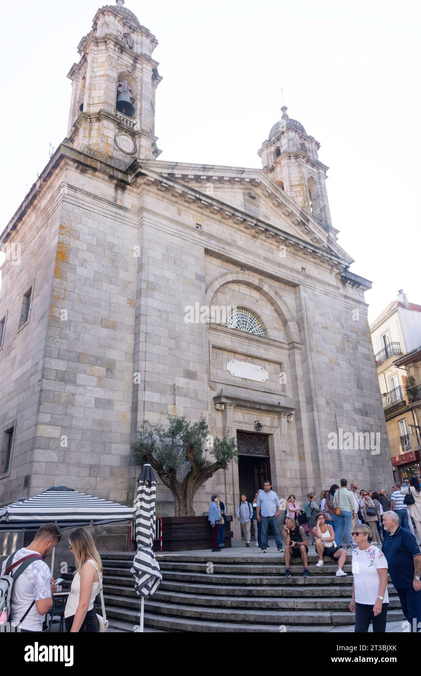 Basílica de Santa María de Vigo, Praza Igrexa, Old Town, Vigo, Province of Pontevedra, Galicia, Kingdom of Spain Stock Photo