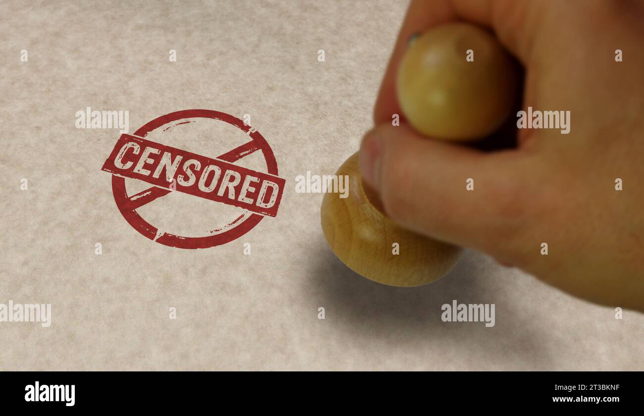 Censored stamp and stamping hand. Restricted for adults only concept. Stock Photo