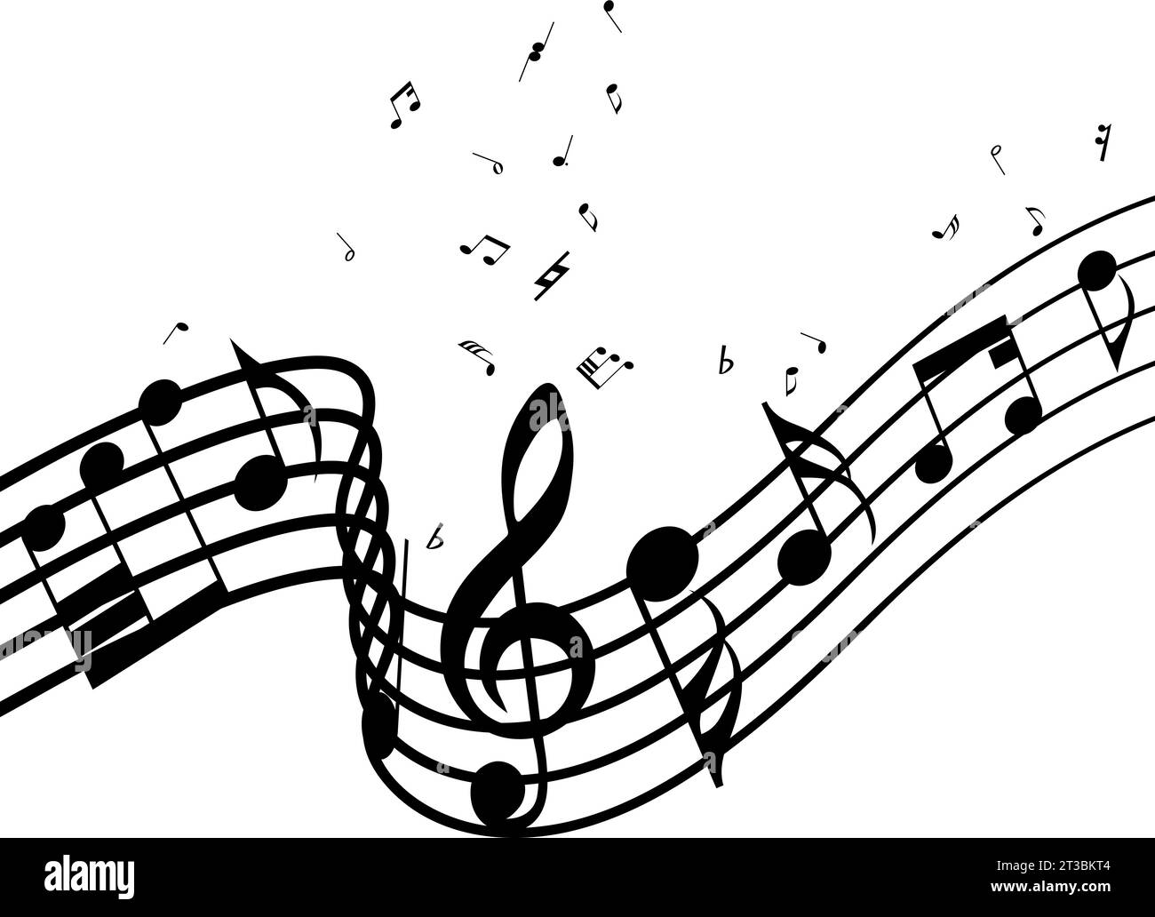 Musical notes staff background on white. Vector illustration Stock