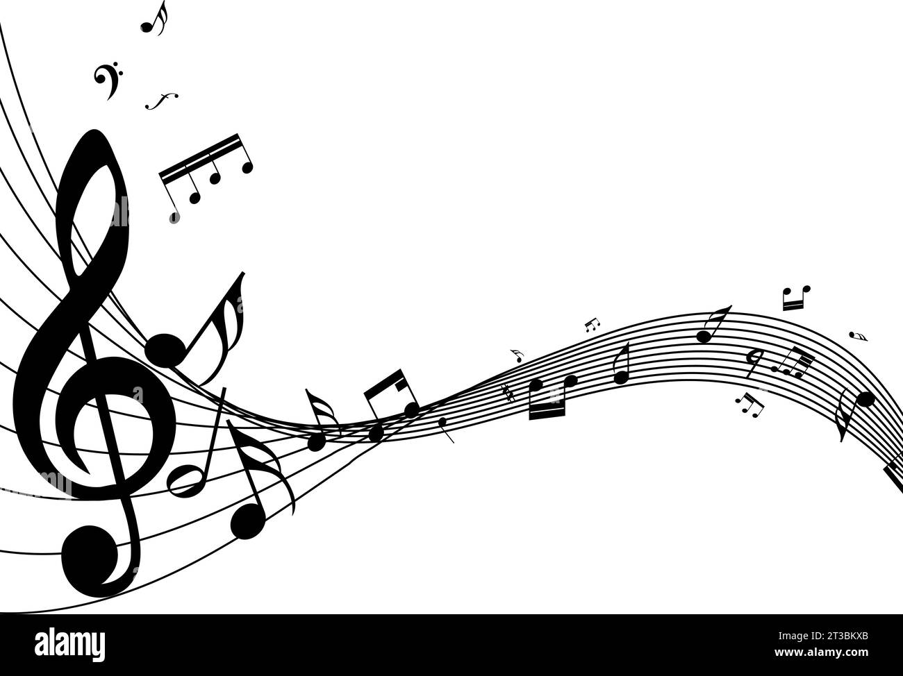 Musical notes staff background on white. Vector illustration Stock
