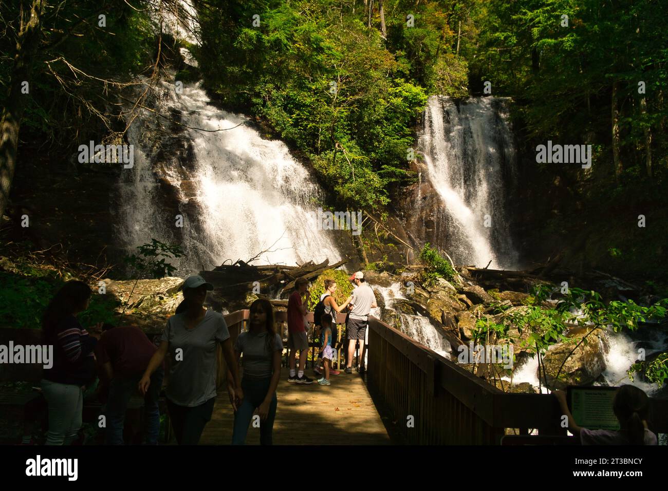 A panoramic view of water gushing from Anna Ruby waterfalls in Unicoi ...