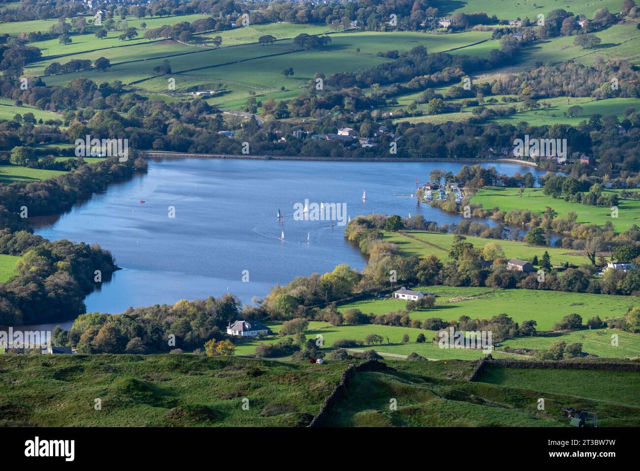 Combs reservoir seen from Combs Edge near ChapelenleFrith in