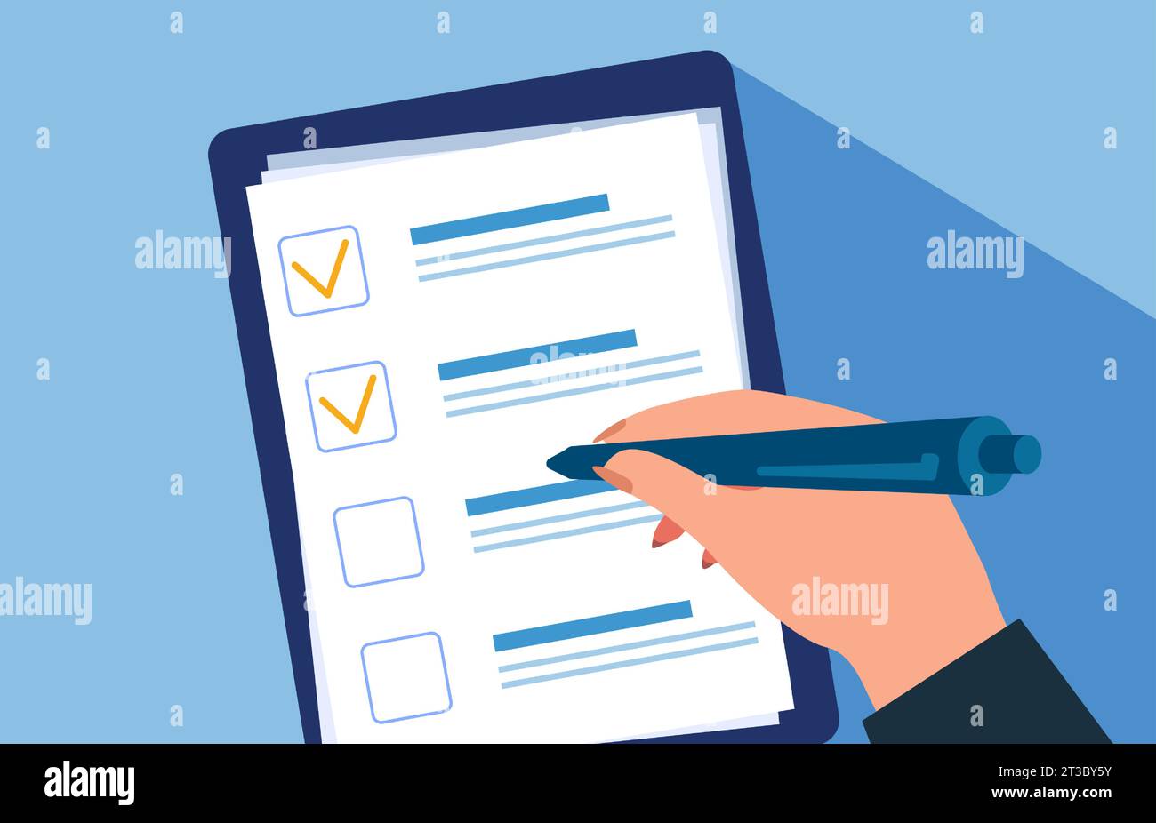 Vector of a man filling out an application form Stock Vector