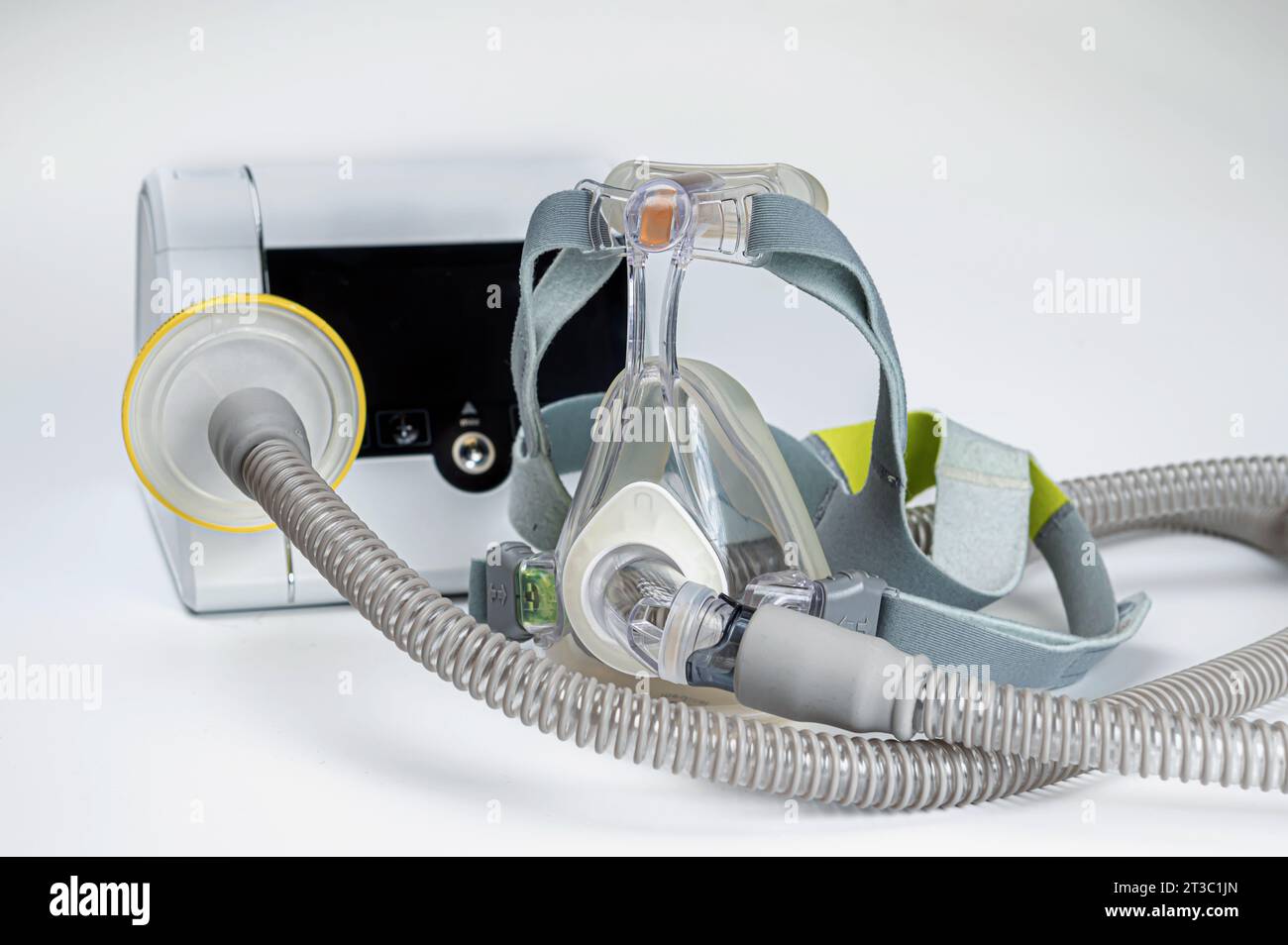 CPAP machine with mask and hose, for people with sleep apnea