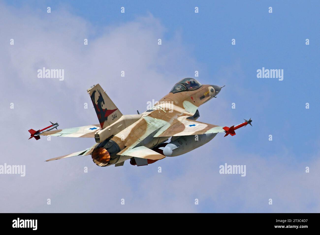 Israeli Air Force F-16C Barak takes off from Ovda Air Base, Israel. Stock Photo