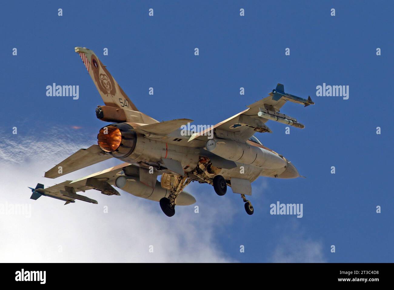 Israeli Air Force F-16C Barak taking off from Ovda Air Base, Israel. Stock Photo