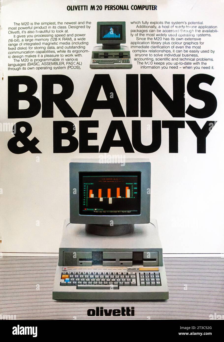 1983 Olivetti M20 personal computer ad 'Brains and Beauty' Stock Photo