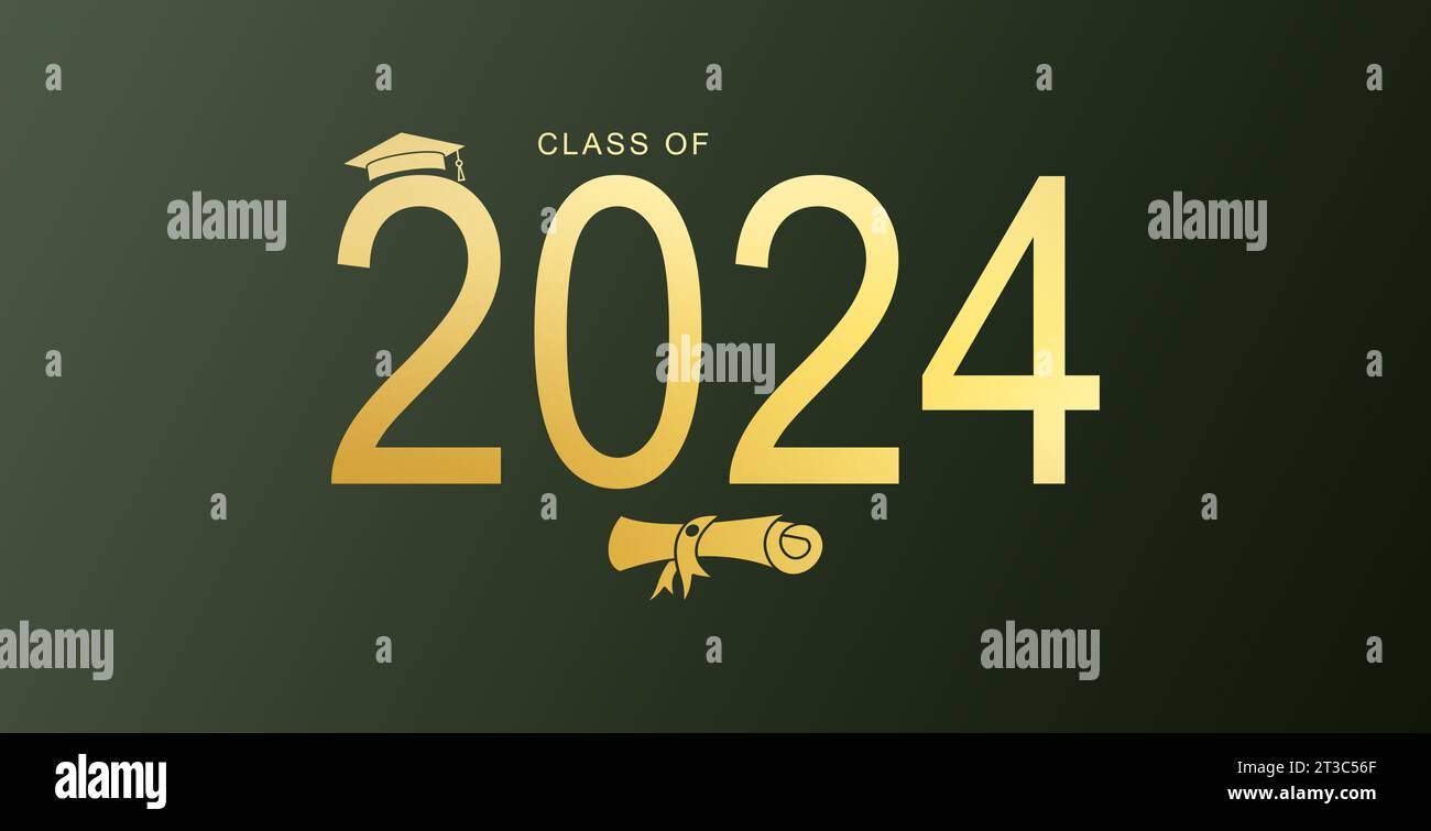 Class of 2024. Congratulations graduates in celebration concept with