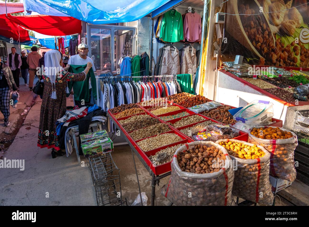 Food market in Karakol, Kyrgyzstan Stock Photo